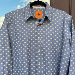 Johnny Hatt Blue-Grey with Allover Check Pattern Shirt L